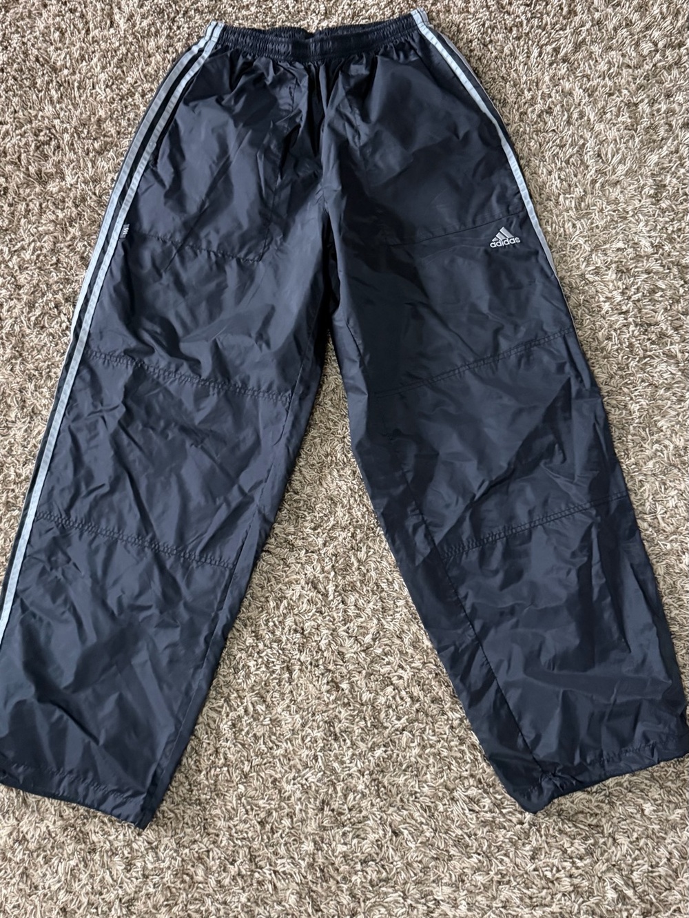 adidas Black Track Pants with White Side Stripes